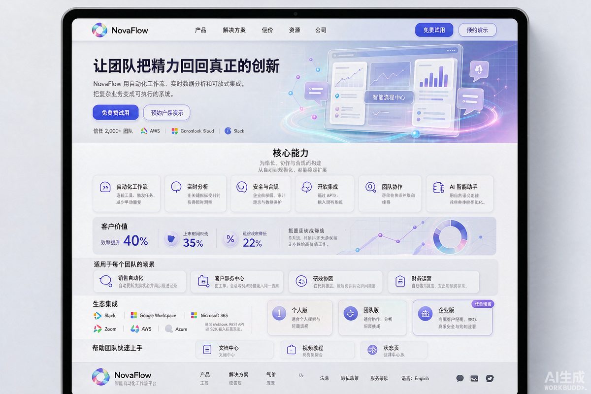 软件科技网站建设效果示意图 — 讲清产品价值与合规的科技公司官网